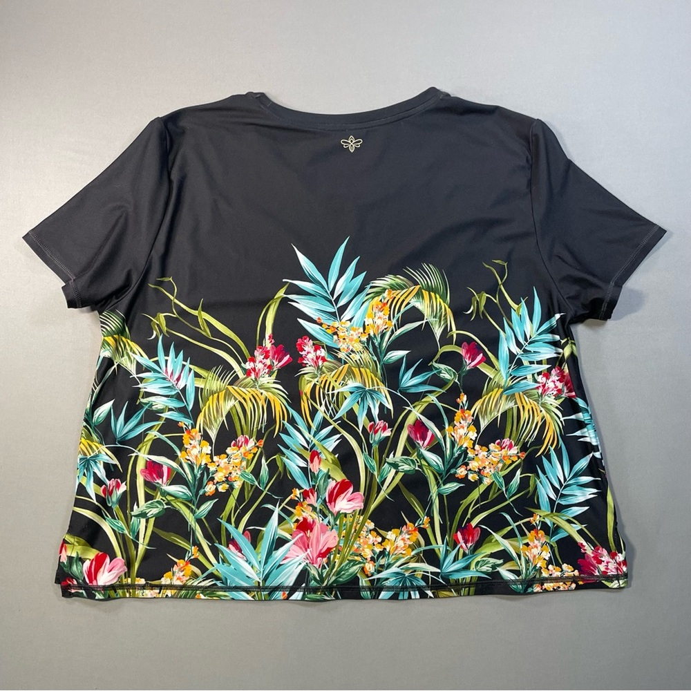Johnny Was Bee Active Short Sleeve Step Hem Tee, Floral, Cropped - Womens Large - Picture 11 of 16